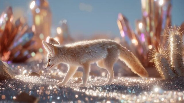 Fennec Fox in a Sparkling Crystal Desert
