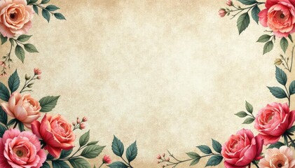 Subtle floral damask pattern on distressed paper, image, elegant, floral