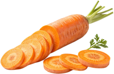 Fresh Carrot with Slices Isolated on transparant background - Healthy Eating Concept