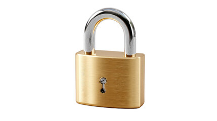Brass Padlock Security: A close-up shot of a sturdy brass padlock, showcasing its robust construction and gleaming finish, symbolizing security and protection. 