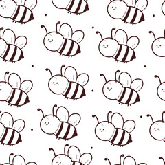 seamless pattern cartoon bee. cute black and white animal pattern for wallpaper, background and gift wrap paper