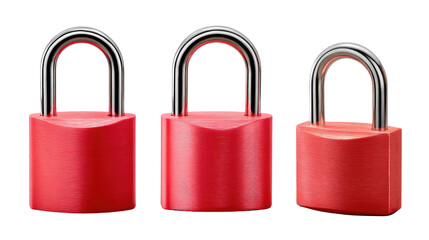 Red Locks in a Row: A striking close-up of three red locks, lined up symmetrically. The image, with its clean lines and bold color, evokes a sense of security and protection. 