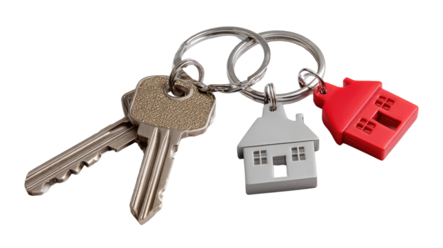 Keys to the Dream: An image featuring keys and decorative house charms, illustrating home ownership, property, and the concept of new beginnings.