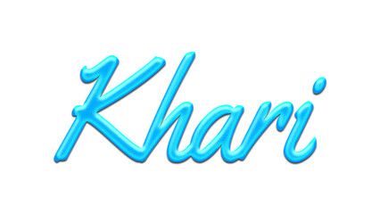 Glowing blue effect of name Khari on white background.