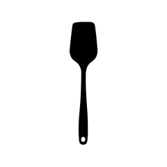 Minimalist black silhouette of a spatula on white background