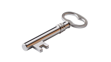 Vintage Key on Display: A vintage key, expertly crafted with a polished finish, lies isolated, inviting contemplation of secrets held, past eras, and access granted.