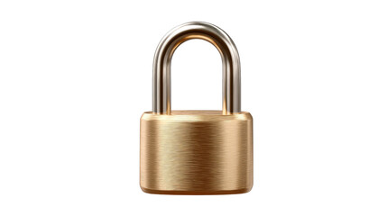 Naklejka premium Golden Fortress: A close-up shot of a shiny golden padlock, symbolizing security and protection. Its gleaming surface suggests privacy, confidentiality and safeguarding. 