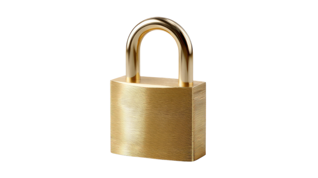 Secure Access: A close-up of a shiny, golden padlock, a symbol of security, safety, and protection. It stands as a stalwart guardian, representing trust and confidence in any situation.