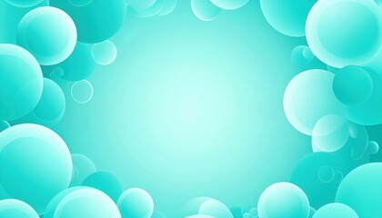 Bubbles floating in bright turquoise background abstract digital art modern aesthetic minimalist viewpoint