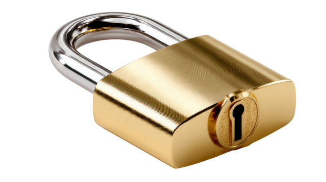 Security Sentinel: A close-up view of a shiny padlock, showcasing the concept of security, protection, and safety.