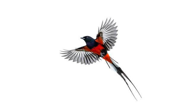 Scarlet Minivet in Flight Vivid Plumage and Dynamic Wing Display