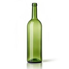 Green glass wine bottle empty bottle isolated on white background alcohol drink container beverage object