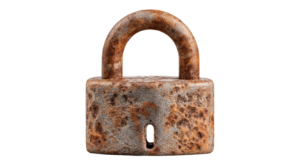 Rusty Padlock: An aged, heavily rusted padlock stands in stark detail. The texture tells a story of time, and resilience, a symbol of security, vintage, and protection.