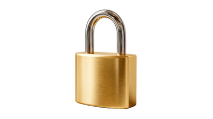 Fototapeta premium Golden Padlock Security: A gleaming gold padlock, symbolizing security, safety, and protection. Its sturdy design conveys reliability and trust. 