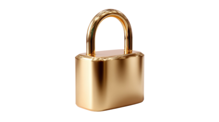Golden Padlock: A gleaming golden padlock, symbolizing security, safety, and protection. Its smooth surface and elegant design suggest reliability and trust.