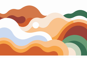 Abstract Landscape Art Print - Modern Mountain Range Illustration in Earth Tones - Minimalist Nature Inspired Design - Perfect for Home Decor-Wall Art