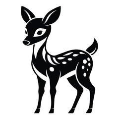 Obraz premium Cute wild animal cartoon deer silhouette vector illustration
