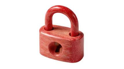 Red Padlock Close-up: A vibrant, red padlock, crafted with precision, stands as a symbol of security and protection, ready to safeguard valuable assets and sensitive data.