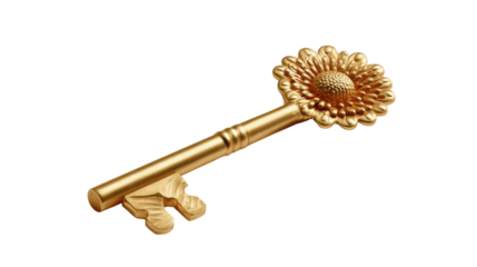 Golden Key to Unlock Opportunity: A close-up shot features a radiant golden key, elegantly designed, representing the key to potential and prosperity