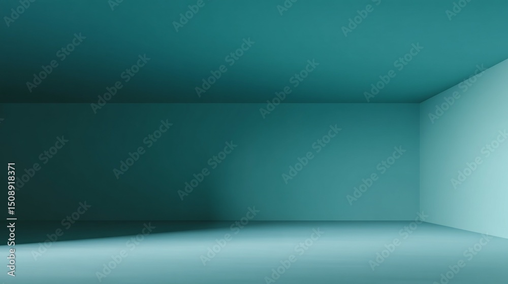 Aufkleber a flat and smooth teal background envelops the space, offering a serene and minimalist setting ideal