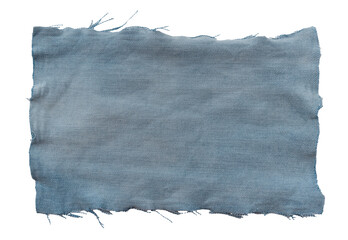 Piece of torn denim on a white background. Denim texture