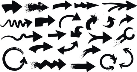 Creative collection of diverse arrow designs for graphic projects. Vector illustration