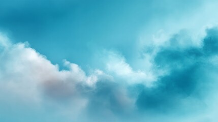 Fototapeta premium A soft sky blue background features smooth, fluffy clouds drifting gently across the sky. The calming scene evokes a sense of peace and tranquility, perfect for relaxation