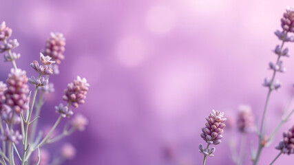 Delicate lavender blossoms soft purple background design