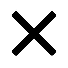 Obraz premium Vector cross icon for cancellation, solid black design on white background, minimalistic style, copy space