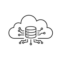 Minimalist cloud database illustration with circuit board connections for digital storage
