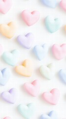 Obraz premium Pastel Hearts Arranged in Abstract Pattern with Paste Effect on Soft Background