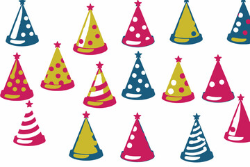 Colorful Party Hats Collection- Fun Birthday Celebration Accessories- Festive Cone Hats with Polka Dots and Stripes- Perfect for Party Supplies and Decorations