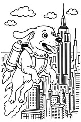 Jetpack Dog Adventure Doodle Art