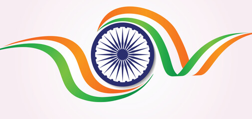 Indian flag ribbon vector background