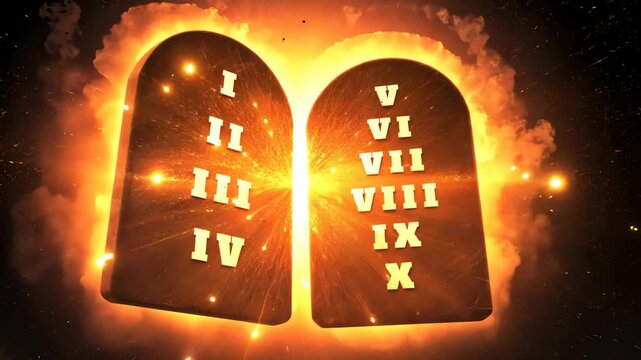 The 10 Ten Commandments of GOD with Fire Effects HD
