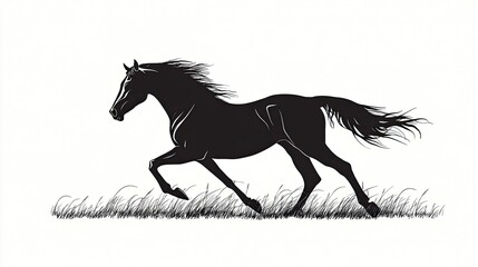 Horse Silhouette Galloping Through an Open Field Representing Freedom Strength and Grace for Equestrian Campaigns Outdoor Advertising and Animal Lovers