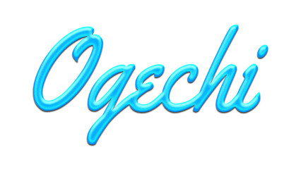 Glowing blue effect of name Ogechi on white background.
