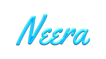 Glowing blue effect of name Neera on white background.