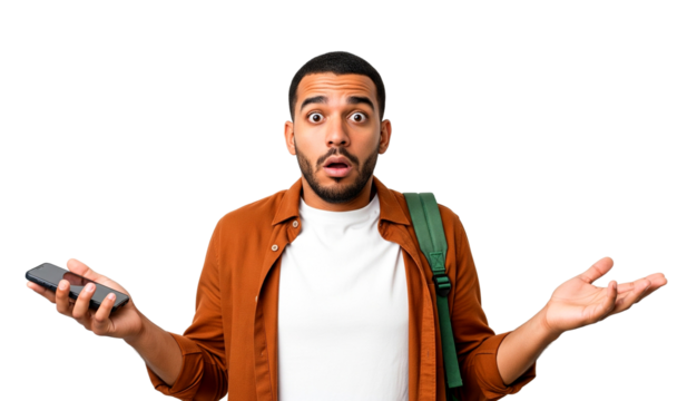 surprised man isolated on whie
