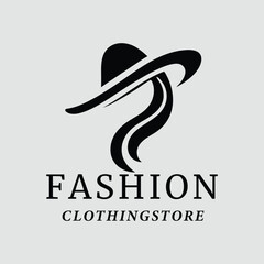 Elegant Fashion Clothing Store Logo with Hat and Flowing Lines Design