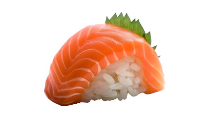 Sake sushi on white background.