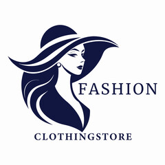 Elegant Fashion Clothing Store Logo Design with Woman in Hat