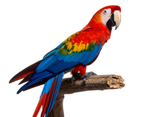 Fototapeta premium Tropical Parrot Perched on Branch, Isolated Transparent PNG