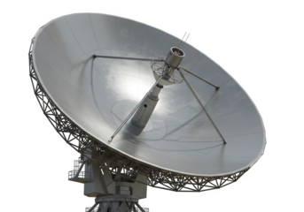 A large satellite dish on a white or transparent background. PNG