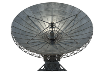 A large satellite dish on a white or transparent background. PNG