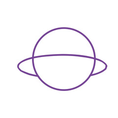 A simple purple line drawing of Saturn with its ring  © Fashihah
