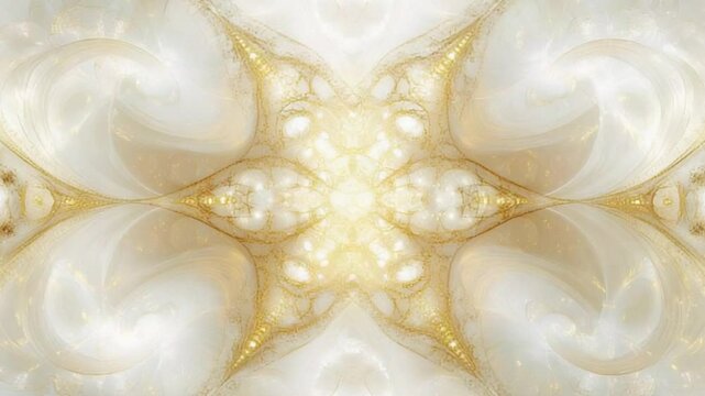 Abstract art, symmetrical design, creamy white and gold