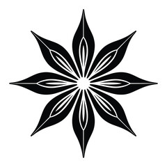 Star Anise Pod Silhouette, Vector, Illustration, Icon, Logo, White Background.