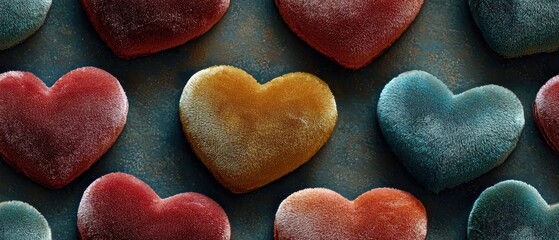 Obraz premium Luxurious Velvet Heart Pattern Stickers Display