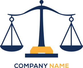 Law office, attorney, lawyer logo or label. Scales of justice, gavel symbol. Vector illustration